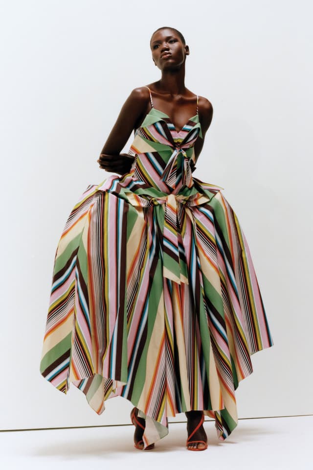 Christopher John Rogers - Pleated striped metallic jacquard maxi dress |  Plush