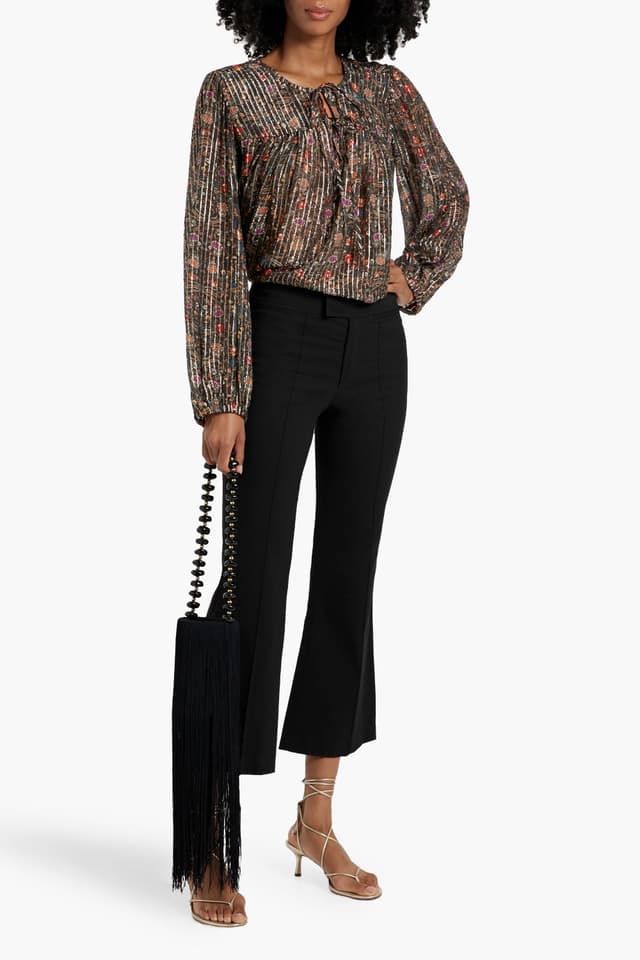 "I need long sleeve top with floral patterns for a cocktail event in the fall"